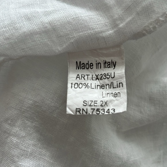 Lungo L'Arno White Peasant Boho Tunic Top with Lace Hem 2X - Picture 3 of 5